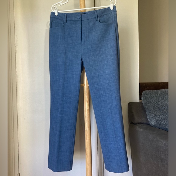 Theory Wool Blend Denim Portland Chambray Casual Straight Leg Trouser Pants - Picture 11 of 17